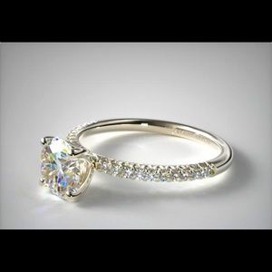 Platinum Engagement Semi mount pave ring